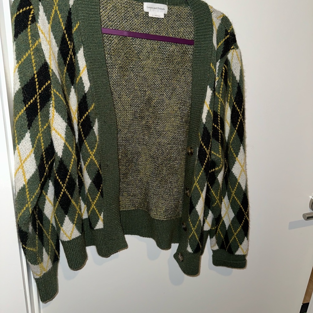 Lovers + Friends Green Multi-Color Knit Cardigan
